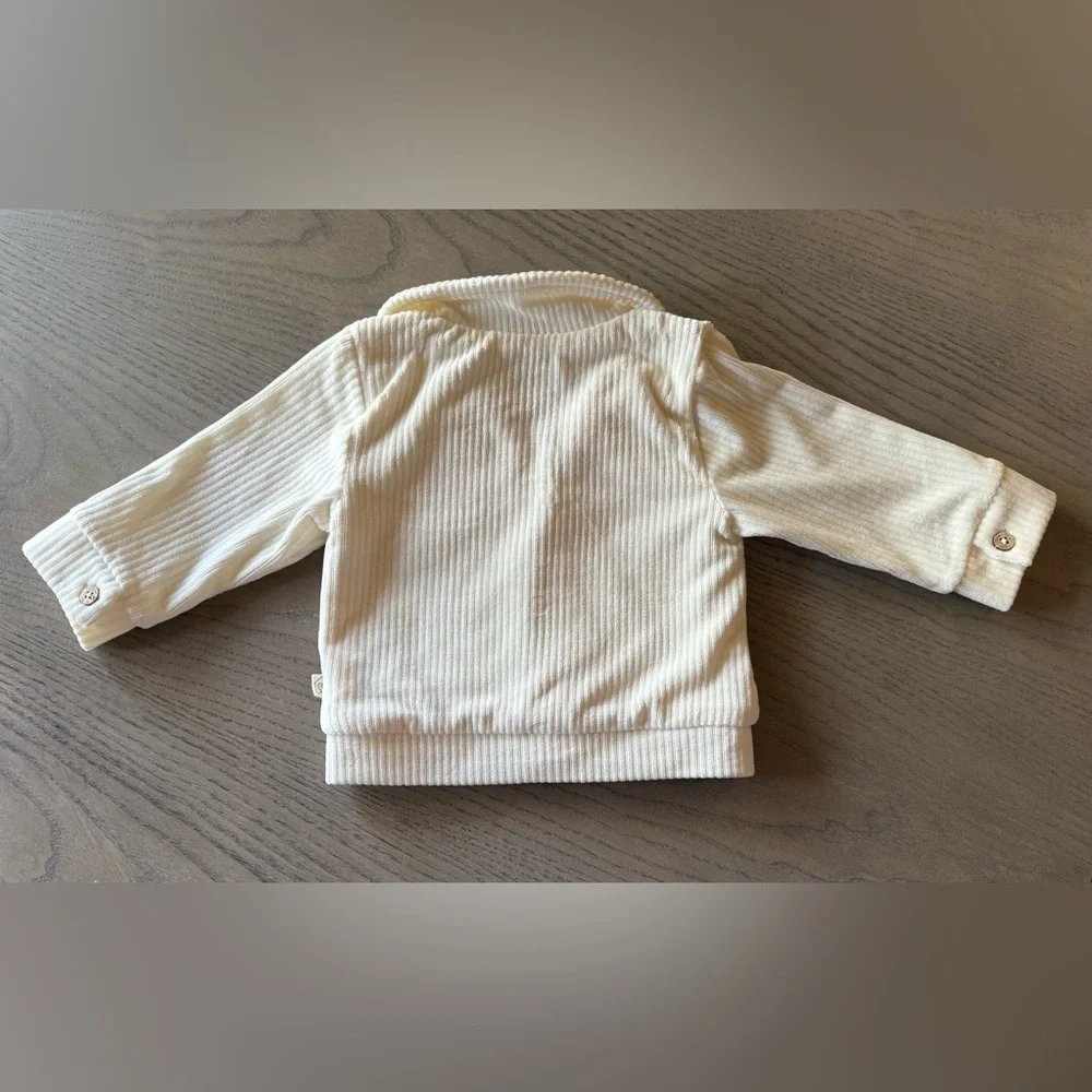 Snug Organic Ribbed Velvet Baby Shirt /Jacket| Cream | Size 6–9 Months